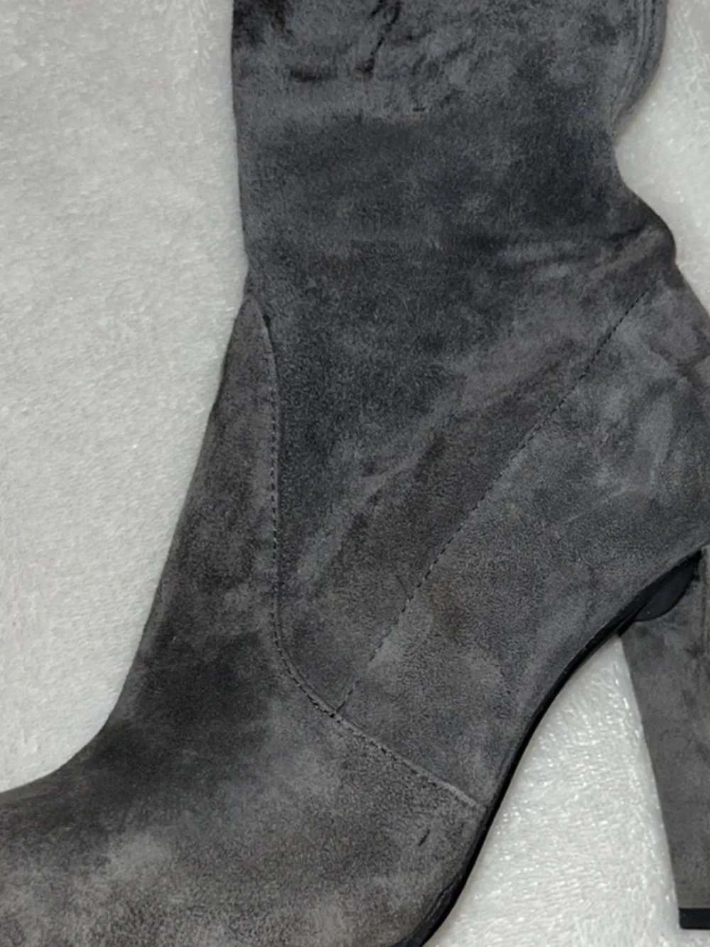 Stuart Weitzman Highland Charcoal Gray Over-the-Knee Suede Block Heeled Boots